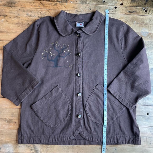 Lady Jane Brown Blouse or Light Jacket with Glass Buttons - Picture 7 of 14